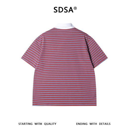 SDSA男装2026新款轻奢美式撞色条纹翻领短袖T恤斜纽扣设计百搭 商品图4