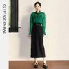 FUYAO扶摇直上 桑蚕丝100%衬衫女古典风七分袖墨绿色翻领气质上衣 商品缩略图1