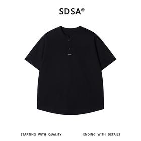SDSA男装2026新款高贵轻奢韩系简约半按扣短袖T恤百搭宽松上衣