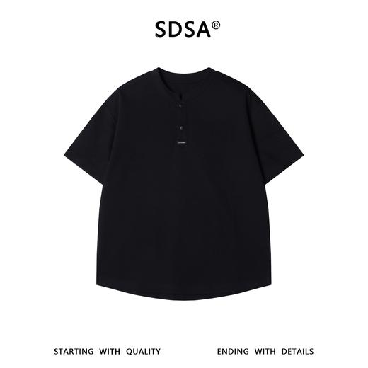 SDSA男装2026新款高贵轻奢韩系简约半按扣短袖T恤百搭宽松上衣 商品图0