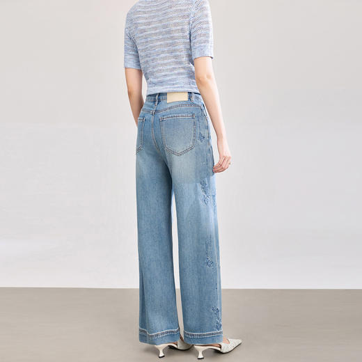 「高货wl」全新升级【铂金会员266/天猫359/差价93】(72048)洛诗琳气质蝴蝶刺绣烫钻牛仔裤女2026春夏天丝棉直筒裤 商品图2