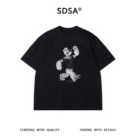 SDSA男装2026新款高贵轻奢时尚大力水手复古印花短袖T恤百搭时尚