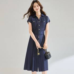 「高货sh」全新升级【铂金会员293/天猫389/差价96】(94758)洛诗琳新款时髦收腰连衣裙2026夏季高级感通勤显瘦A字裙