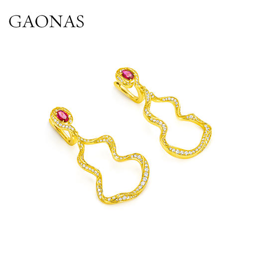 GAONAS   广纳福禄中式贵气金色葫芦耳环11930EGO 商品图1