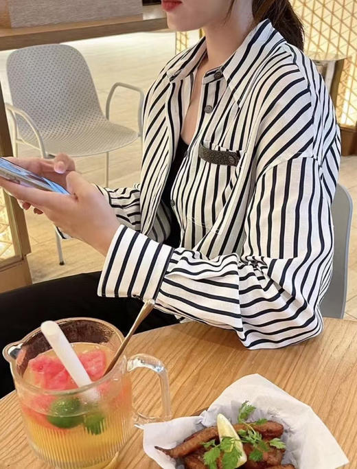 原单新款条纹个性时髦精衬衫 商品图2