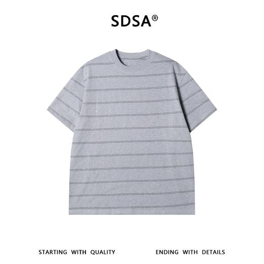 2621SDSA男装2026新款高贵轻奢日系百搭撞色条纹烫钻圆领短袖T恤宽松 商品图1