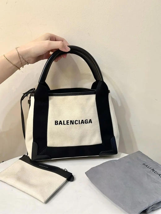 巴黎世家 Navy 熊猫 帆布拼皮 小号 托特包 商品图0