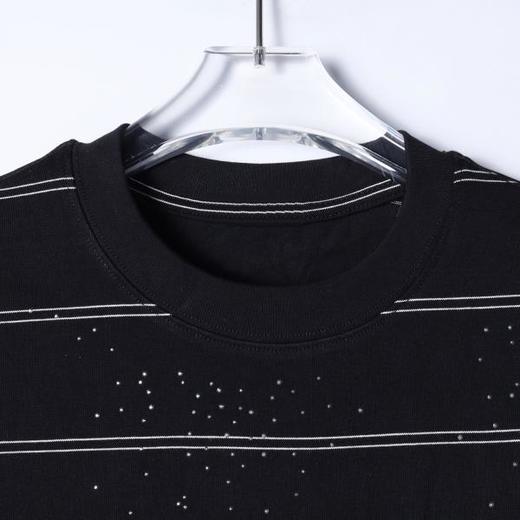 SDSA男装2026新款高贵轻奢日系百搭撞色条纹烫钻圆领短袖T恤宽松 商品图1