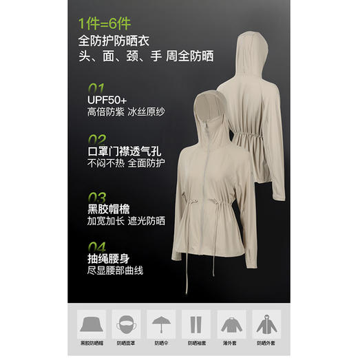 官网1290！头面颈手全包围~C家抽身轻薄透气防晒衣UPF50+原纱防紫外线收腰大帽围护脸休闲外套女 商品图1