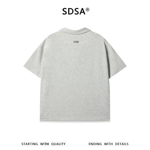 SDSA男装2026新款高贵轻奢潮牌简约假两件半拉链翻领短袖T恤百搭 商品图4
