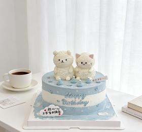 小白熊小猫咪喵星人小动物(可改)卡通蛋糕-低糖处理无添加