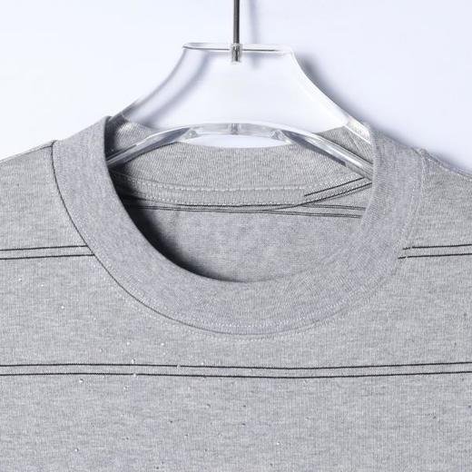 2621SDSA男装2026新款高贵轻奢日系百搭撞色条纹烫钻圆领短袖T恤宽松 商品图3