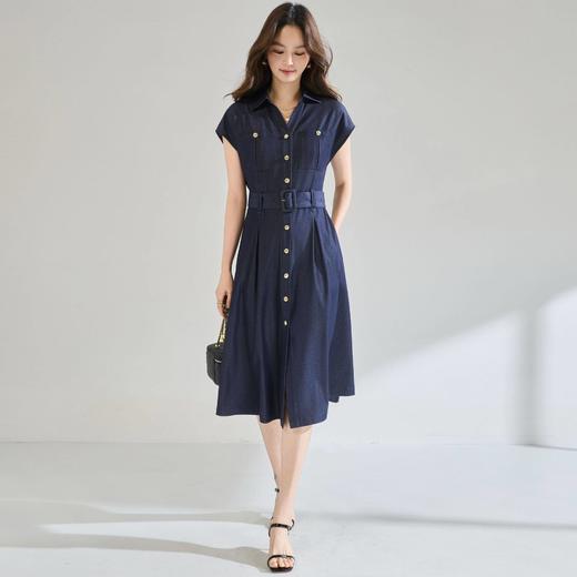 「高货sh」全新升级【铂金会员293/天猫389/差价96】(94758)洛诗琳新款时髦收腰连衣裙2026夏季高级感通勤显瘦A字裙 商品图3