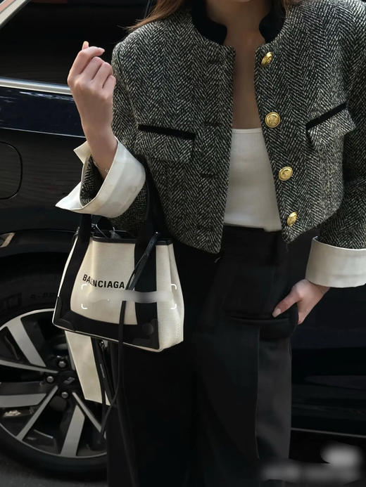 巴黎世家 Navy 熊猫 帆布拼皮 小号 托特包 商品图3