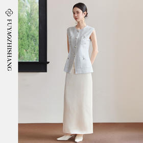 FUYAO扶摇直上 静奢新中式马甲套装女夏季小香风醋酸半身裙两件套