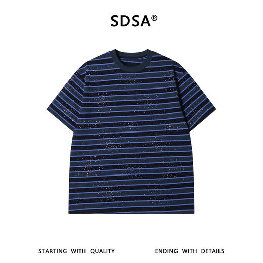2620SDSA男装2026新款高贵轻奢潮牌撞色条纹烫钻设计圆领短袖T恤百搭 商品图1