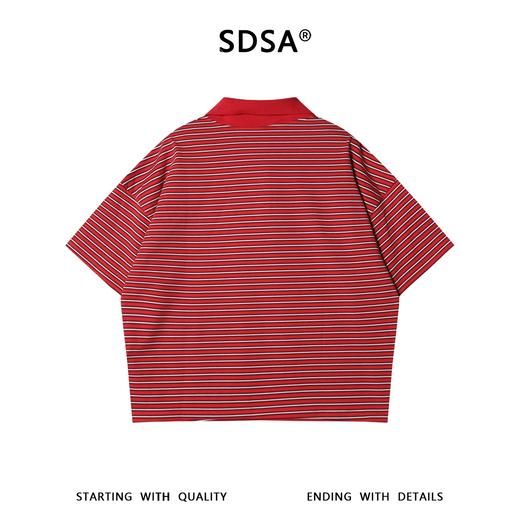 SDSA男装2026新款高贵轻奢潮牌撞色条纹翻领短袖T恤百搭简约上衣 商品图4