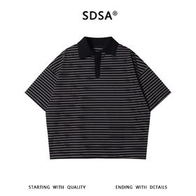 SDSA男装2026新款高贵轻奢潮牌撞色条纹翻领短袖T恤百搭简约上衣