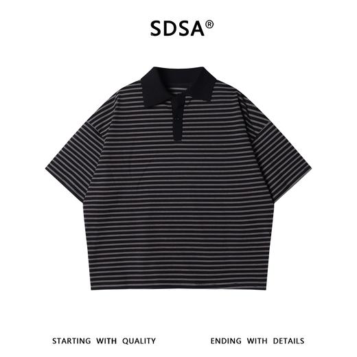 SDSA男装2026新款高贵轻奢潮牌撞色条纹翻领短袖T恤百搭简约上衣 商品图0