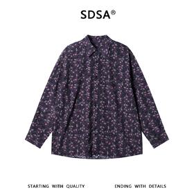 SDSA男装2026新款高贵轻奢时尚撞色满印植物花卉长袖衬衫百搭休闲