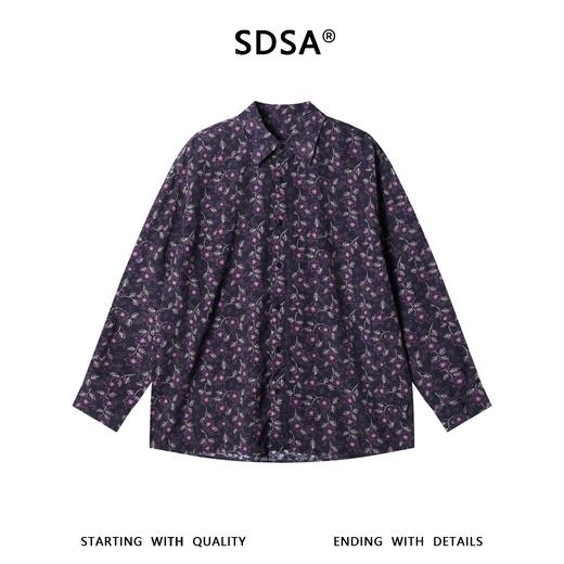 SDSA男装2026新款高贵轻奢时尚撞色满印植物花卉长袖衬衫百搭休闲 商品图0