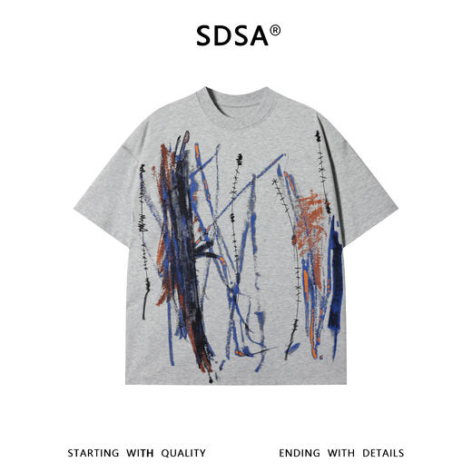 68520SDSA男装2026新款高贵轻奢潮牌抽象涂鸦设计圆领短袖T恤百搭时尚 商品图1