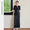 FUYAO扶摇直上 不费力优雅感黑色两件套女夏醋酸西装半身裙旗袍风 商品缩略图1