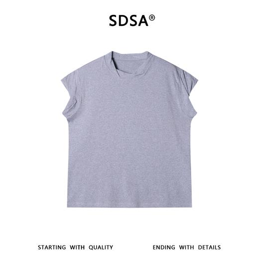 SDSA男装2026新款高贵轻奢潮牌纯色无袖立领短袖T恤百搭简约上衣 商品图4