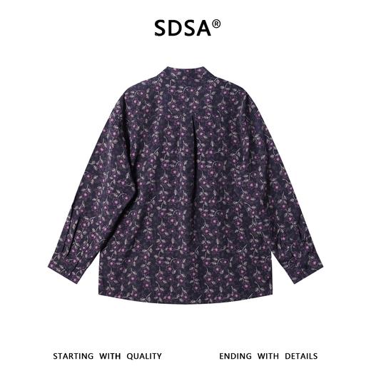 SDSA男装2026新款高贵轻奢时尚撞色满印植物花卉长袖衬衫百搭休闲 商品图4