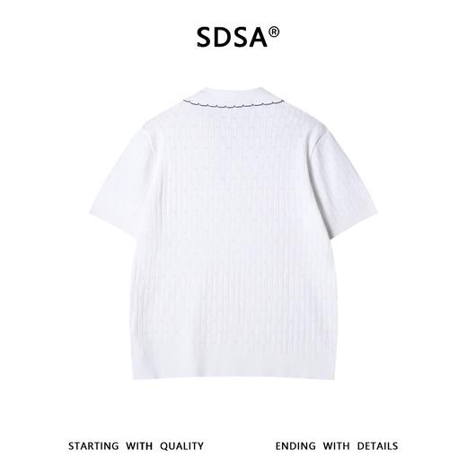 M190SDSA男装2026新款高贵轻奢简约波浪板竖纹翻领针织短袖T恤百搭潮 商品图5