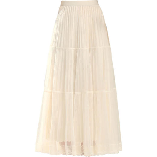 「自」全新升级【铂金会员137/天猫179/差价42】(00550)洛诗琳气质垂感网纱花边半身裙女2026夏季高腰显瘦百褶长裙 商品图4