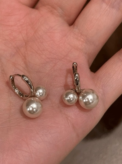珍珠hoop耳圈