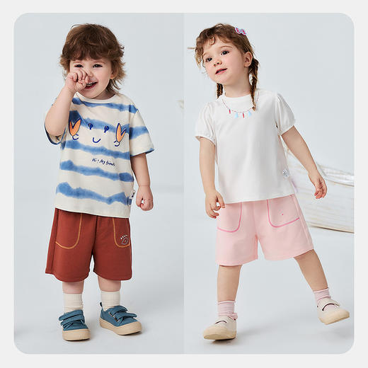 迷你巴拉巴拉男女童宝宝膝上短裤2026夏新品吸湿速干透气宽松裤子 商品图3