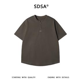 SDSA男装2026新款高贵轻奢韩系简约半按扣短袖T恤百搭宽松上衣
