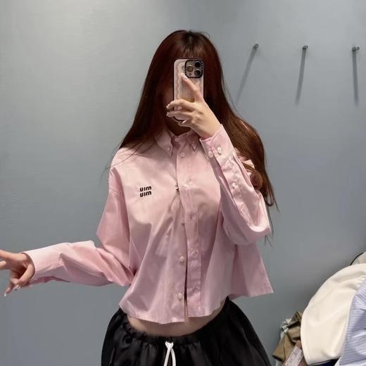 重磅渠道  miu粉衬衣 100支府绸棉  短款宽松衬衫 商品图3