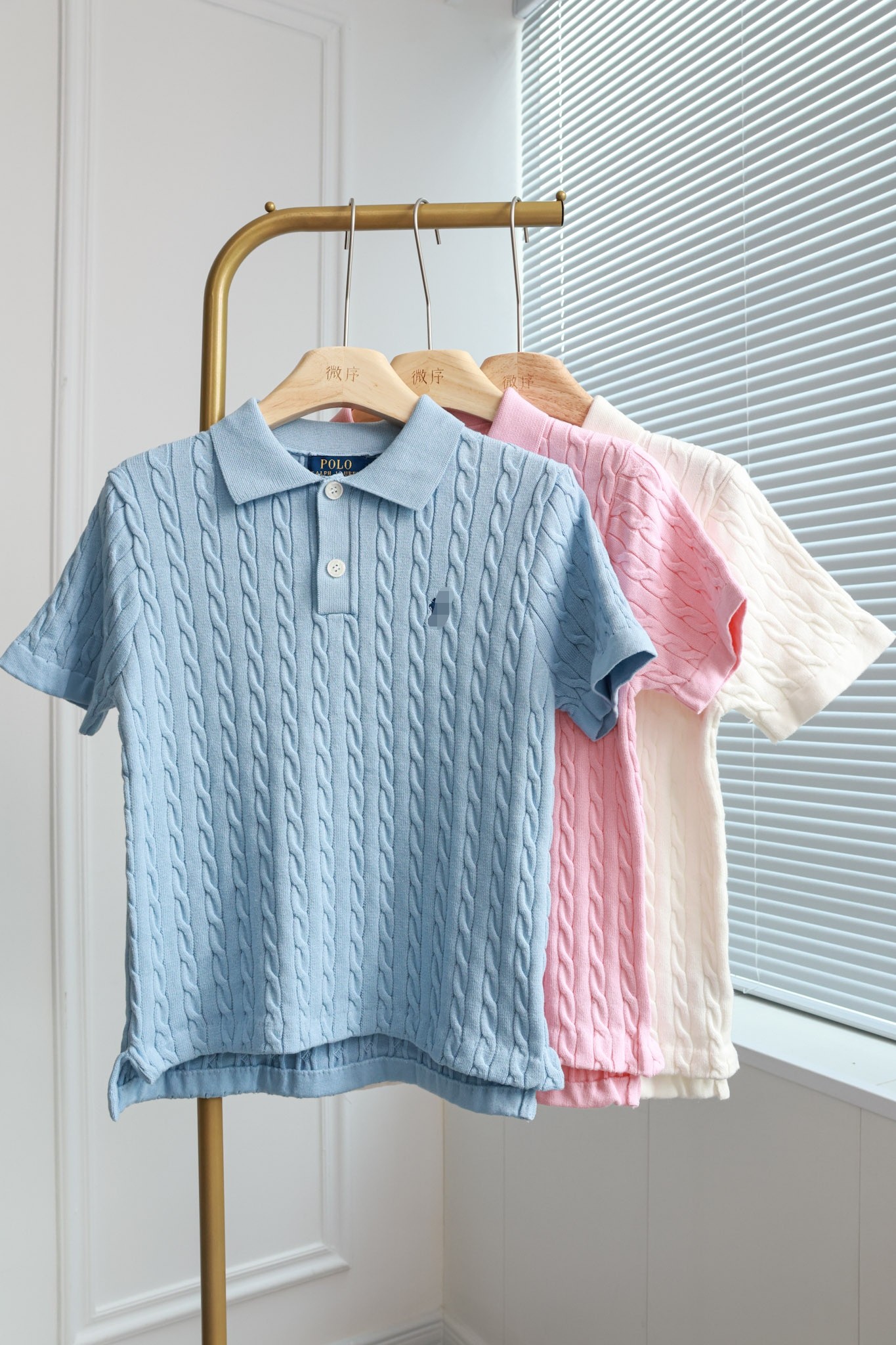 元气轻织|学院绞花polo领针织短袖
