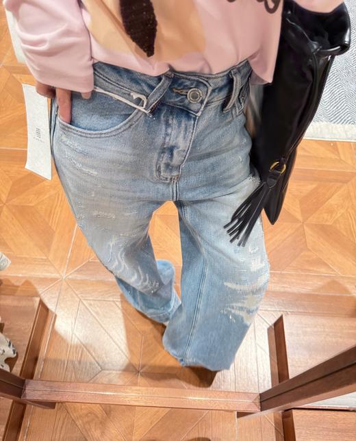 PIANAI冷小姐# 浅蓝色烫钻牛仔裤 商品图0