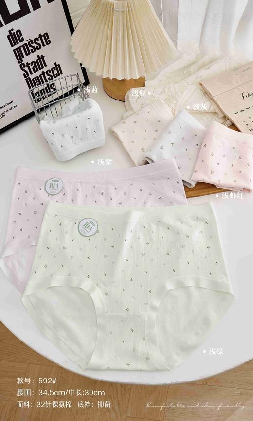 女士加肥无缝内裤三角裤清新田园风碎花丰满裤加大版舒适0592 商品图1
