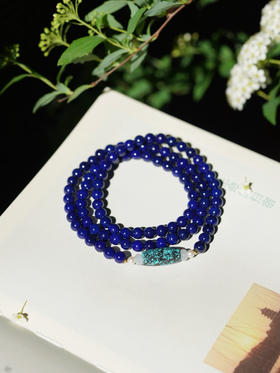 绿松桶珠青金手串