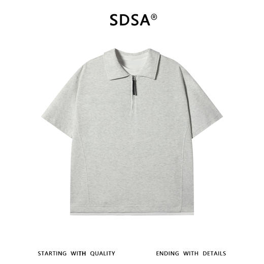 SDSA男装2026新款高贵轻奢潮牌简约假两件半拉链翻领短袖T恤百搭 商品图0