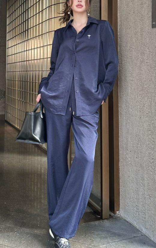 女款丝质刺绣抽绳长裤 可配套装la010 商品图3