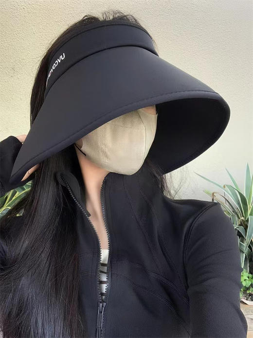 【加大加宽全包围防晒】夏季遮阳遮脸防晒帽英文字母软大檐冰丝空顶帽户外运动女帽子 商品图7