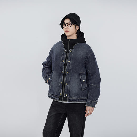 【新品上新】HX 冬季水洗牛仔短款带帽羽绒服时尚年轻C100540109101 商品图1