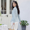 西遇法式气质慵懒风2026春季新款蓝色荷叶边长袖衬衫宽松显瘦衬衣H0060201 商品缩略图4