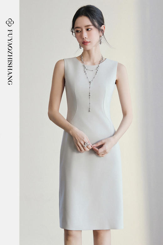 FUYAO扶摇直上 漫游松弛无袖连衣裙女通勤背心裙轻奢修身型旗袍裙 商品图5