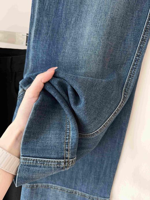 直发 好看舒适的四面弹! 宽边直筒九分牛仔裤 商品图3