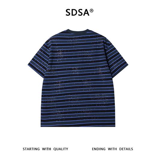 2620SDSA男装2026新款高贵轻奢潮牌撞色条纹烫钻设计圆领短袖T恤百搭 商品图5