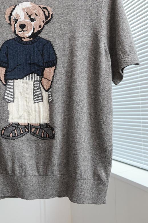 美式别致刺绣小熊羊绒短袖T 商品图2