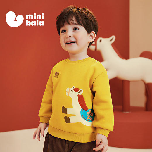 迷你巴拉巴拉男女童宝宝卫衣内里加绒萌趣2025冬新年不易变形上衣 商品图1