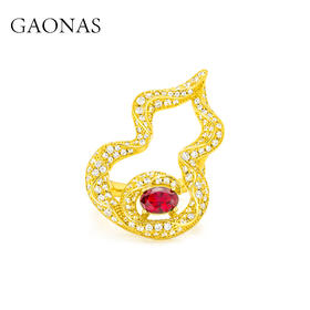 GAONAS 广纳福禄 中式贵气金色葫芦戒指11929JGO